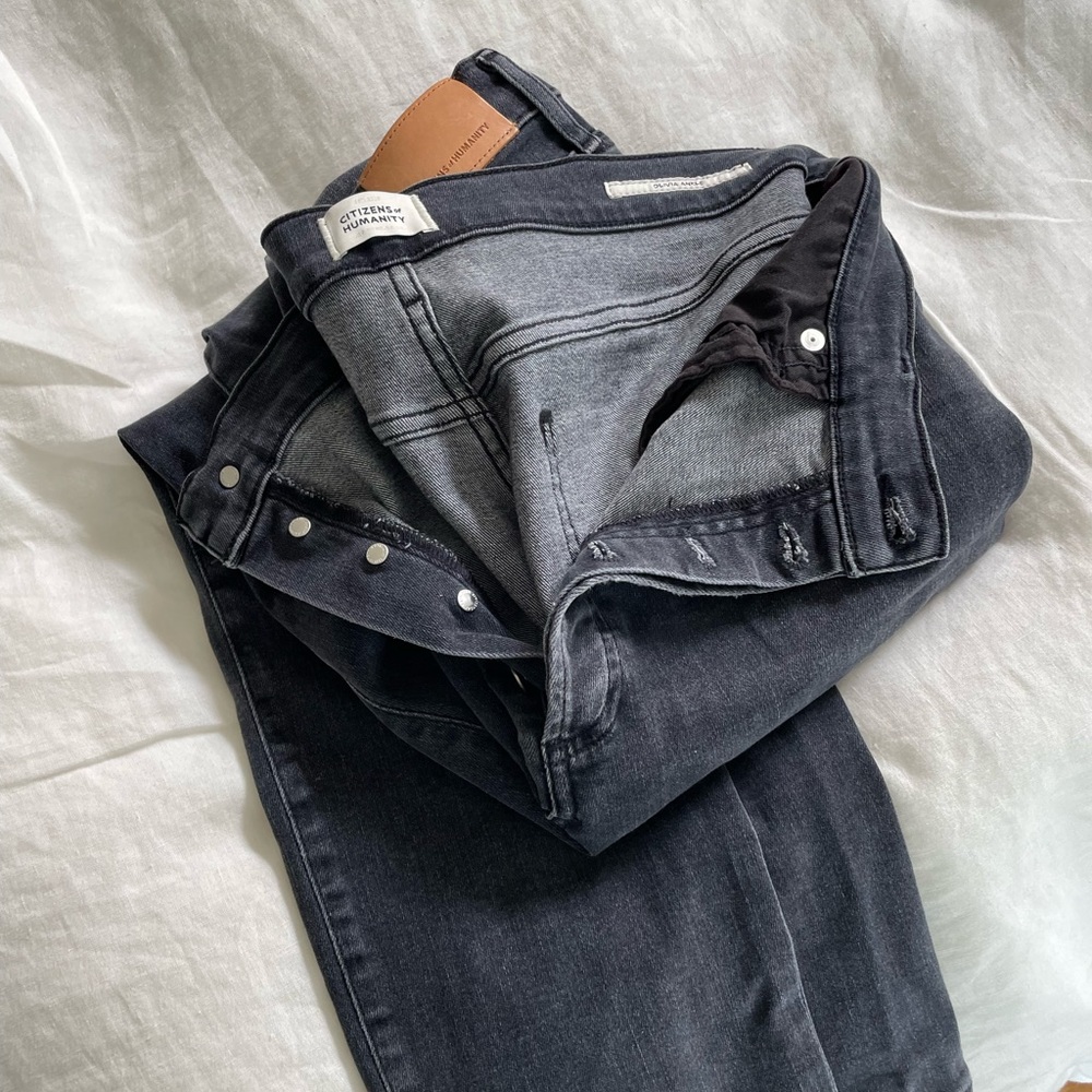 CITIZENS OF HUMANITY OLIVIA ULTRA HIGH-RISE SLIM JEANS size 30 color dark gray
